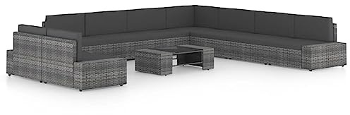 glasplatte Tisch,küchentisch klein,Tisch mit 4 stühlen Set,10-TLG. Garten-Lounge-Set mit Kissen Grau Poly Rattandining Table Set 4 Chairs,bistrosets,Patio Tisch und stühle Set,