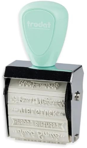 Trodat 1129 Creative Mini Stempel Grün, BESTE WÜNSCHE, zum kreativen Gestalten – 12 Abdrucke, Deutsch, Kreativstempel