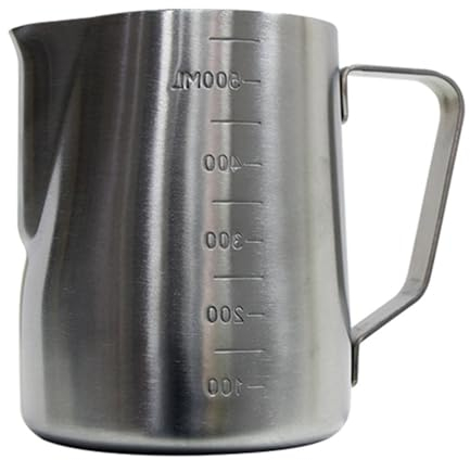 Milchkännchen Milchaufschäumkrug, Edelstahl-Milchkännchen, perfekt for Latte-Art-Espressomaschine Milchaufschäumbecher (Color : Silver, Size : 600ml)
