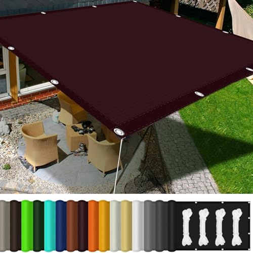 Rechter Winkel Sonnensegel 3 x 7 m Wetterbeständig UV Schutz Sonnenschutz Rechteckig Sonnensegel mit Befestigungsseile für Garten Terrasse Carport, Weinrot