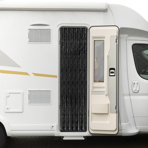 Moritz Rideau en chenille - 56 x 185 cm - Noir - Rideau de porte - Moustiquaire - Pour camping et caravane