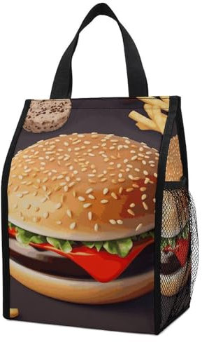 Wiederverwendbare Lunchtasche für Damen und Herren, Hamburger, Donut, Cola, Lunch-Tasche, isolierte Lunchbox, große Kapazität, Lunch-Behälter für Arbeit, Büro, Picknick, Reisen