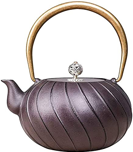 QUSYZD Japanese Style Cast Iron Teapot with Infuser 1200Ml Cast Iron Tea Kettle with Trivet Stand and Stainless Steel Infuser Anti Rust Tetsubin Teapot for Electric Ceramic Stov,