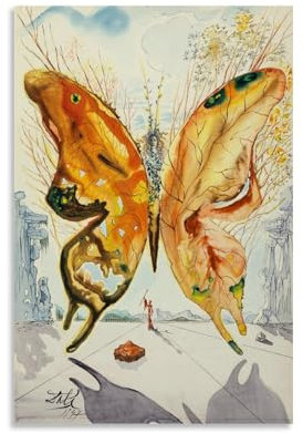 YYUEQIL Berühmtes Salvador Dali Gemälde-Poster – Schmetterling-Bild, Druck, Wandkunst, Gemälde, Leinwand, Kunstwerke, Geschenkidee, Raum, ästhetisch, ungerahmt, 20 x 30 cm
