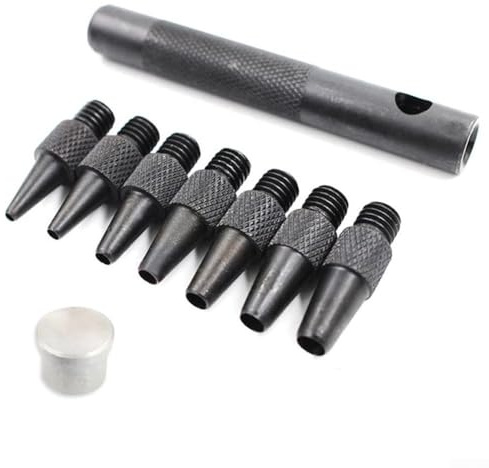 Lot de 9 outils professionnels pour le travail du cuir - Pour boutons pression, rivets, œillets
