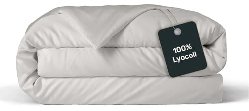 twenty:three Lyocell Deckenbezug 155x220 Light Gray - 100% Tencel - Gewonnen aus Eukalyptus - Hochwertig - Nachhaltig - Atmungsaktiv - Luxus - Hypoallergen