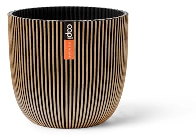 Capi Europe - Blumentopf Kugel Groove 'Made with' Gold - 25x23 - Blumentöpfe für drinnen und draußen - Hergestellt aus recycelten Materialien