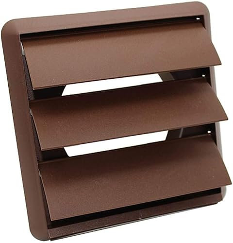 Devola Gravity Grille Ducting Air Vent with 100mm (4 inch) Round Rear Spigot, 155mm External Dimension and Non-Return Shutters, Brown - DVGG100B