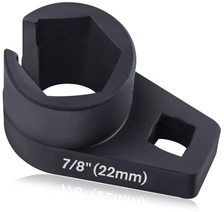 LEONTOOL Offset O2 Sensor Socket, 7/8-Inch (22mm) with 3/8-Inch Drive, Universal Oxygen Sensor Wrench for Car Oxygen Sensor Removal, 6-Point O2 Sensor Tool with Wire Gate, Preventing Damage to Wires