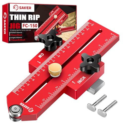 Saker Thin Rip Jig Table Saw Jig Guide, Making Repetitive Narrow Strip Cuts, Fit for 3/4 x 3/8 Slots, for Table Saw Band Saw Router Table