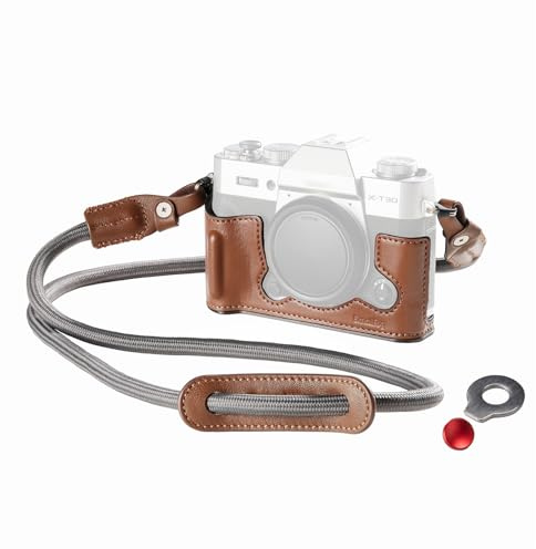 SMALLRIG X-T30 III Halbledertasche mit Schultergurt für FUJIFILM X-T30 / X-T30 II/X-T30 III, Kameratasche im Retro-Stil mit Aluminiumrahmen und Auslöserkappe, Braun – 5670