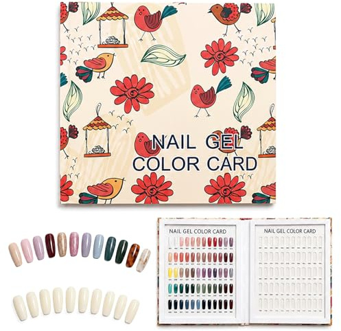 Nail Color Display Book, 120Pcs Nail Tips Magnetic Nail Gel Polish Display Board, Nail Color Chart Sample Book with Replacement Tips for Salon Tools