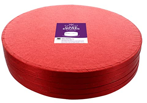 Culpitt Cake Board, Cake Drum, Red, 14 Inch (355mm) Round, 0.5 Inch (13mm) Thick, (Pack of 5 Boards)