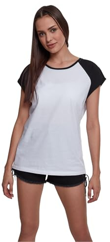 Urban Classics Damen Ladies Contrast Raglan Tee T-Shirt, white/black, L , T-Shirt