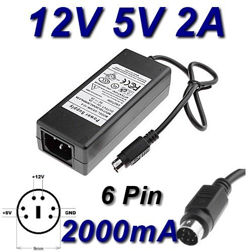 Top CHARGEUR * Adaptador Alimentación Cargador Corriente 12V 5V 2A 6 Pin Reemplazo Recambio Caja de Disco Duro Externo Icy Box IB-3221StU-B