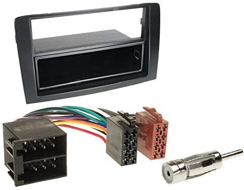 1 Din Radio Einbauset Blende Radioanschlusskabel Antennenadapter für FIAT Idea (350) 2003-2011 schwarz