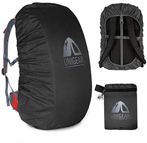 Unigear Regenschutz-Rucksack, 10 – 90 l, wasserdicht, staubdicht, Abriebfest, langlebig, für Camping, Wandern, Reisen, Radfahren (Schwarz, XL)
