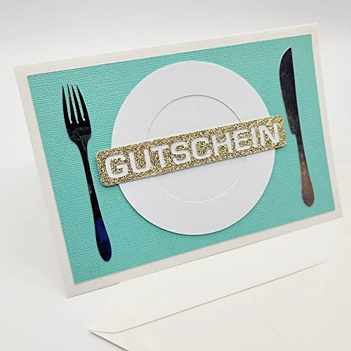 GUTSCHEIN für Geschirr und Besteck oder als Einladung zum Essen Geschenkgutschein Frühstück Brunch Mittagessen Abendessen