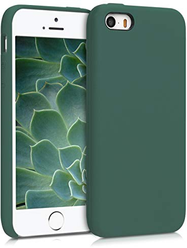 kwmobile Carcasa Compatible con Apple iPhone SE (1.Gen 2016) / iPhone 5 / iPhone 5S Funda - Case TPU y Silicona antigolpes - Apto Carga inalámbrica - Verde Bosque