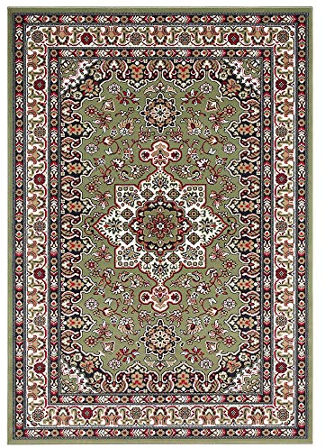 Nouristan Mirkan Orient Teppich – Wohnzimmerteppich Orientalisch Kurzflor Vintage Orientalischer Teppich für Esszimmer, Wohnzimmer, Schlafzimmer – Grün, 120x170cm