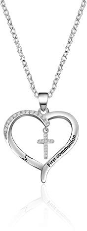BAUNA Cadeau de première communion pour filles - Croix chrétienne - Cadeau de baptême