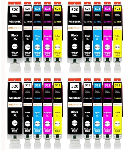 Amaprint 20 XL Patronen kompatibel mit Canon PGI 520 CLI 521 passend für Pixma IP3600 IP4600 IP4700 MP540 MP550 MP560 MP620 MP630 MP640 MX860 MX870