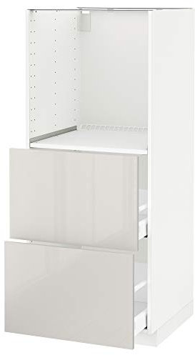 MAXIMERA/METOD Hochschrank mit 2 Schubladen für Backofen 60x61,8x148cm weiß/ringhult lichtgrau