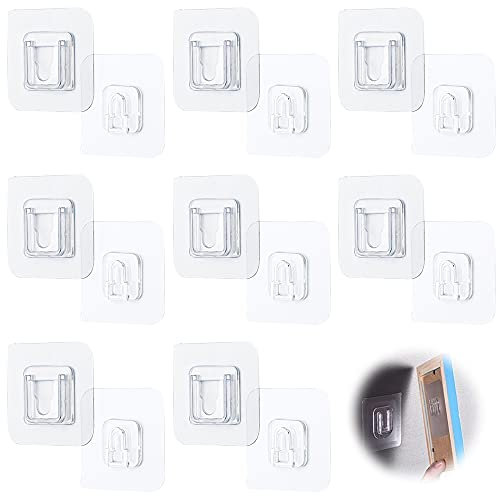 CYUaoao 16 Pcs Double-Sided Adhesive Wall Hooks Waterproof Hooks Reusable Seamless Hooks Without Punching and Nails Heavy Duty Self-Adhesive Wall Hook for Kitchen Bathroom Christmas Decorations