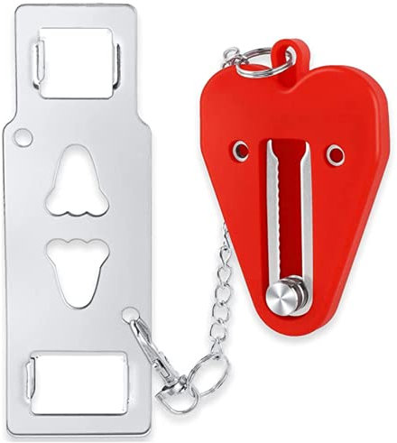 Yuchengxiang Portable Door Lock, Home Security Door Locker Travel Lockdown Locks, Travel Door Lock Heavy Duty Air BNB Lock Anti Theft Safety Privacy Lock for Home (Red)