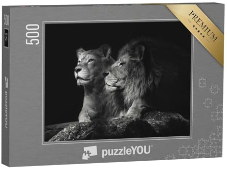 puzzleYOU: Puzzle 500 Teile „EIN Löwenpaar“ – aus der Puzzle-Kollektion Löwen, Tiere in Savanne & Wüste