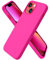 ORNARTO Custodia Compatibile con iPhone 13 mini Cover 5,4”, Protezione Completa Cover Sottile in Silicone Liquido in Gomma Gel Morbida con Fodera in Microfibra 6,1 pollici-Rosa caldo