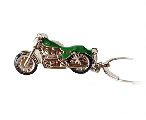 Motorcycle Chopper Keyring Silver/Black Metal Moped | Chopper | Gift | Men | Women | Children | Boys | Harley | Green