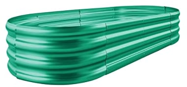 Land Guard Kit de lit de Jardin surélevé galvanisé, jardinière galvanisée pour l'extérieur, Grands Lits de Jardin surélevés en métal Ovale pour légumes 1,2 x 0,6 x 0,3 m (1 pièce) (Vert)