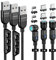 P-TECHUK 540° Fast Charging Magnetic data Cable, Magnetic Charging Cable. Type C and Micro Usb connectors - A17 Black (1M 2M 2M Cables, 1 tip holders, 6 tips)