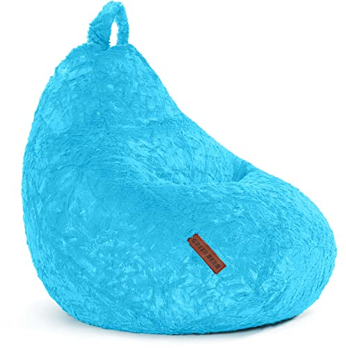 Green Bean© Plüsch Sitzsack 45x45x60cm - Indoor Sitzkissen mit 120L EPS Perlen Füllung Kuschelig Waschbar - Bean Bag Bodenkissen Lounge Chair Sitzhocker - Hellblau