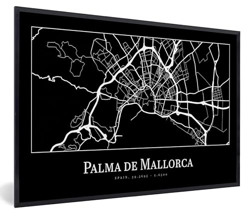 Poster Bilder Wanddeko Deko Wohnzimmer 120x80 cm Karte - Stadtplan - Palma de Mallorca - Karte