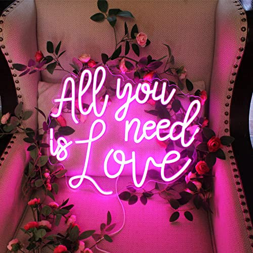 DAKABUKA All you need is love Pink Neon Sign for Wedding LED Neon Light sign Bedroom Bithday Party Bachelorette Engagement Home Wall Christmas Decorations