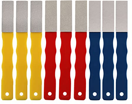 9 Pcs Diamond Sharpening Hones Set, 220/400/600 Grits Diamond Sharpening Hone Stones Diamond Paddles Sharpening Tools Flat Hand File Sharpener for Hunting, Outdoor, Kitchen