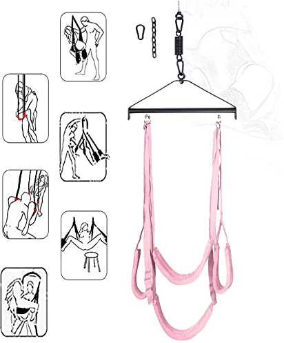 BAKRAS BAOMAZ4 BDSM Sexspielzeug Sex Liebesschaukel Swings für Decke Liebesschaukel Sexschaukel Bequeme mit Kopfstütze Sexspielzeug Extrem Sex Sling Swing mit Polstern SM Bondage für Paare (Rosa)