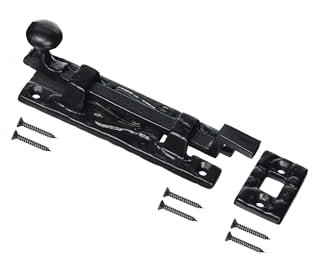 TERF® Traditional Antique Black Necked Tower Door Bolt Barrel Slide Lock Door Bolt Polished Brass 100mm [4''] Door Latch Catch with Screws Ideal Door Locks for Internal and External Doors - Pack of 1