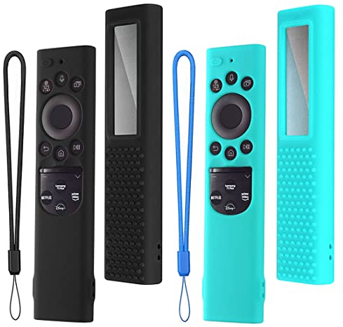 Cover per Samsung Solar Remote Control 2022: WUZUN 2 Pz Nuovissima Custodia Protettiva in Silicone per BN59-01385 BN59-01386 BN59-0139 Smart TV Remote Battery Back Holder Skin Sleeve(Verde Menta+Nero)