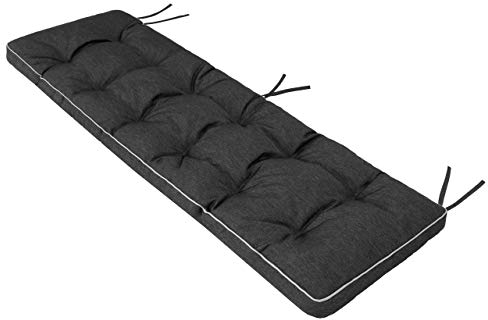 Bankauflage für Gartenbank, Polsterauflage, Sitzkissen, Bankkissen, Bankpolster mit 8 cm Dicke Polsterung, Auflage für Bänke, Made in EU - 120x50 cm - schwarz