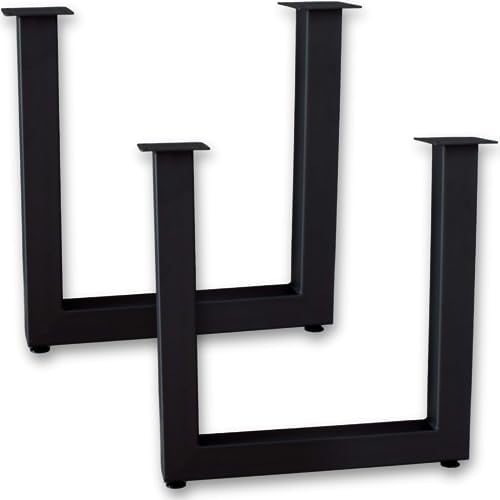 holz4home® Tiempo U-Tischbeine 1 Paar (2 Stück) in Schwarz Pulverbeschichtet I Höhe: 73 cm I Tischgestell aus Metall I Standfestes U-förmiges Gestell Stahl