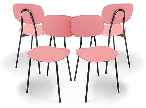 FRANKYSTAR Fabriano - Set di 4 sedie di design in metallo e PP, stile moderno, colore elegante (Rosa)