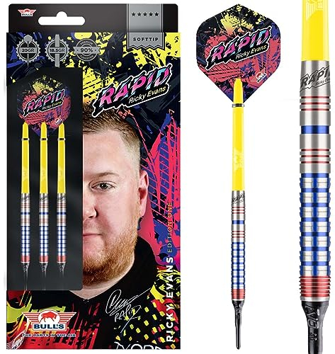 BULL'S Ricky Evans Steel Darts | 90% Tungsten 20g Softtip Darts | Professionelle Dartpfeile für jeden Spieler