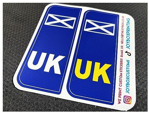 Whamhead Pack of 2 UK SCOTLAND Number Plate Badge Travel Stickers, DVLA compliant Saltire