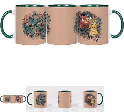 Taza de cerámica estampada con diseños Películas, literatura y películas -325 ml- Interior a color. Ideal como regalo microondas lavavajillas (REY LEÓN DISNEY)
