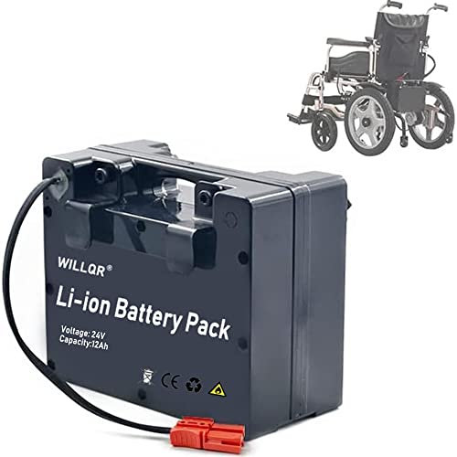WILLQ 24 V 20AH 18AH 15AH 12AH Lithium-Akku Große Kapazität Elektrorollstuhl-Ersatzbatterie Wiederaufladbarer Akku für 50 W 250 W 480 W Motor-Kits,24v,12Ah