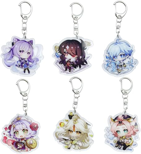 Porte Clef Genshin Impact, Genshin Porte Clé Anime, Genshin Porte Cles, Genshin Porte Clef Manga, Genshin Keychain de Dessin Animé, Acrylique Porte Clef, Cadeau d'Anniversaire pour Fans