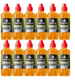 OAXYS Gel de Bioalcochol Carcoa - Especial para Fondue, Grills de Mesa, Wok y Encendido de Chimeneas. Sin Olor. 500 ml (Pack de 12)